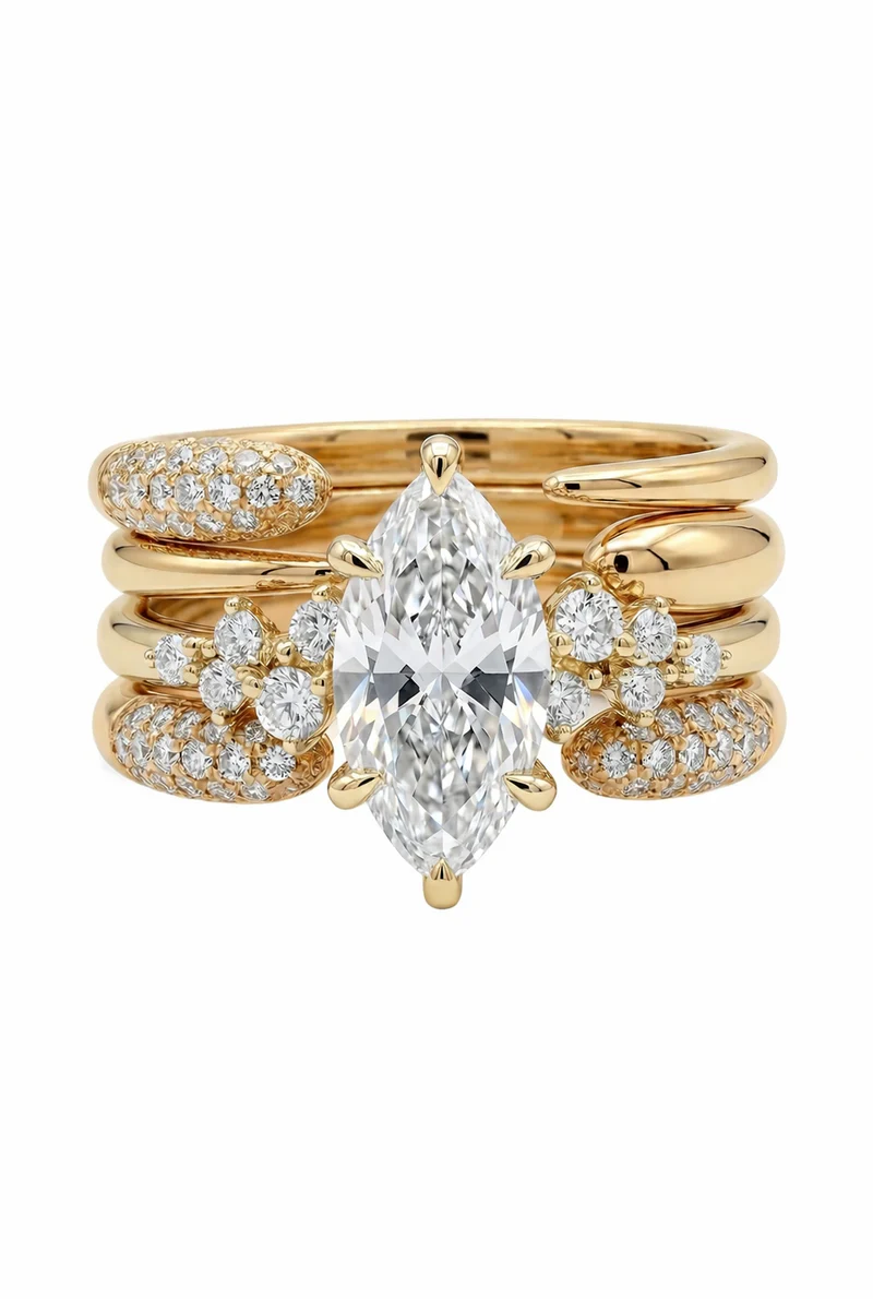 Marquise Solitaire & Sculptural Wing Suite